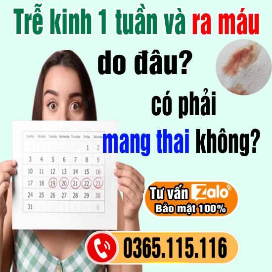 Trễ kinh 1 tuần và ra máu do đâu, có phải mang thai không?